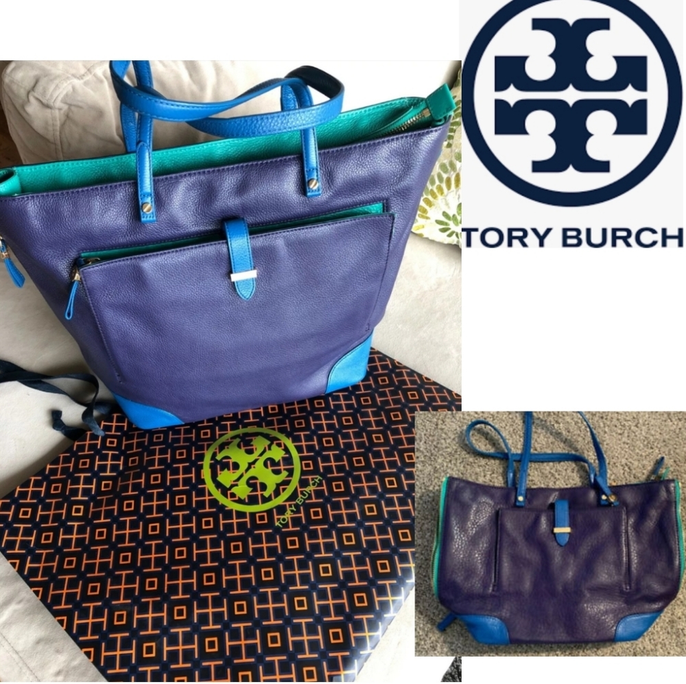 Tory Burch Purple and Blue Tote Bag